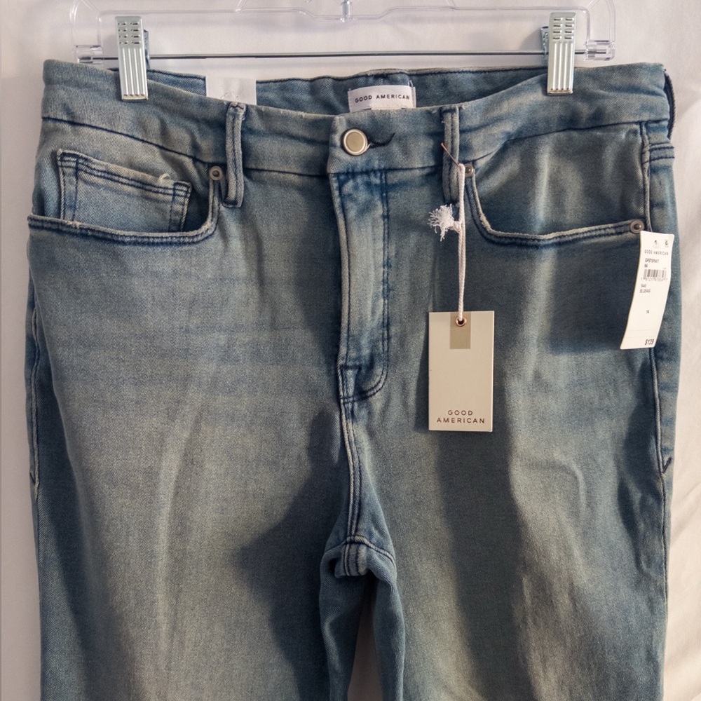 Good American Mid Rise Straight Leg Jeans Size 14 Blue NWT - Picture 5 of 7